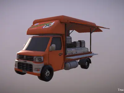 Thailand truck noodle shop low poly Low-poly 3D model