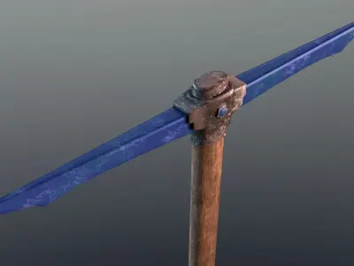 Pickaxe - Sapphire Low-poly 3D model