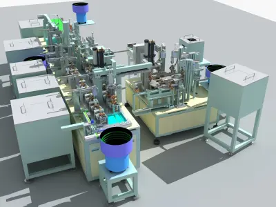 Industrial Equipment 3-Motor Automatic Assembly Production  3D model