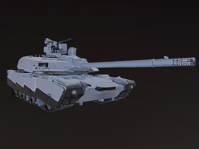 Blue Battle Tank 3D Model Low-poly 3D model