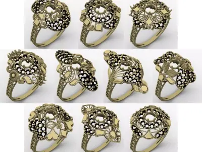 RN 51 TO 100 STONE RINGS COMPETE LOT  3D print model