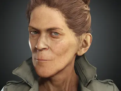 Detective mature woman - Rigged and Blendshapes Low-poly 3D model