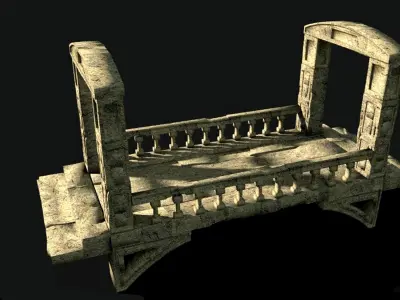 old ancient stone bridge lowpoly printable 3D model