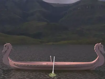 Wooden Boat Low-poly 3D model