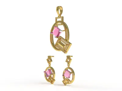 Diamond Pendant Set 24 3D print model