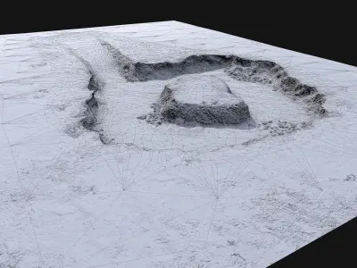 Mine Quarry Grassy Cliff Low-poly 3D model