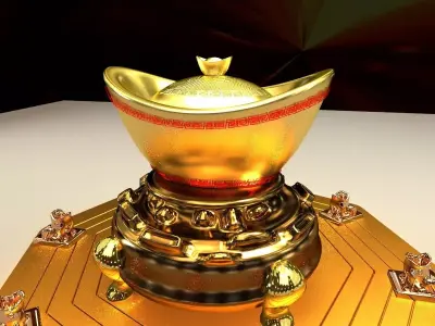 Chinese gold ingot  3D model purchase