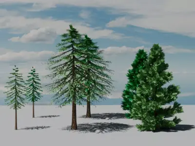 Trees Pack Pine Bush 3D model