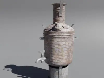 Low Poly 3d Boiler in Indian Tea Shops Low-poly 3D model