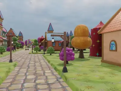 Whimsical Village Scene 3D model