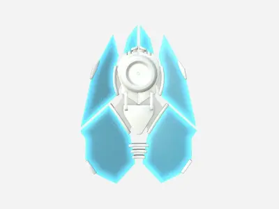 SciFi Shield A02 White Blue - Sci Fi Weapon Design Low-poly 3D model