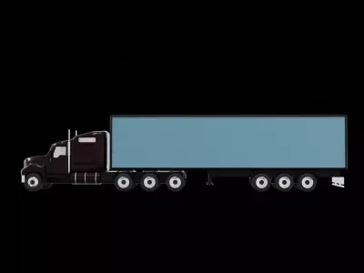 truck with trailer Low-poly 3D model