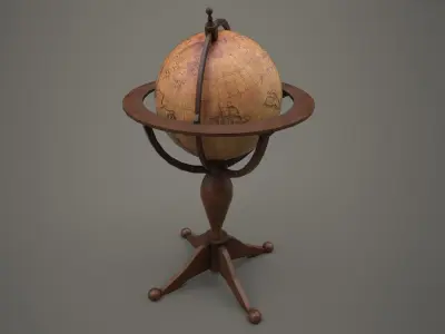 Standing Globe Antiques PBR Low-poly 3D model