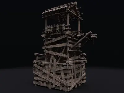 Realistic Medieval Watchtower Low-poly 3D model