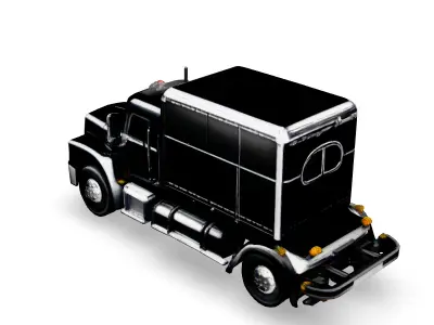 Realistic Black SemiTruck 3D Model Low-poly 3D model