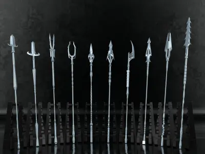 50 Spear Base Mesh  Clean UV and IMM Brush and  ABR Brush  VOL01 3D model