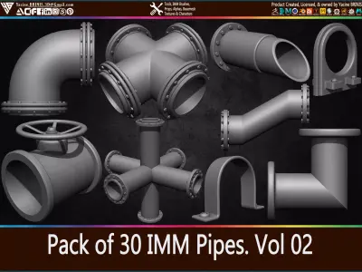Pack of 30 IMM Pipes Volume 02 Low-poly 3D model