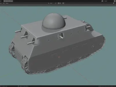 FIAT2000 TANK BASE MESH Low-poly 3D model