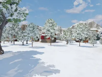 Snowy Village 3D model buy