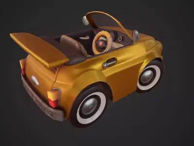 Fiat 500 cartoon stylized Low-poly 3D model