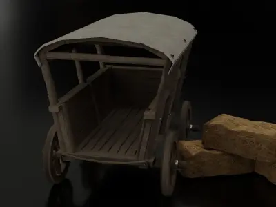 Wooden Cart Free 3D model purchase