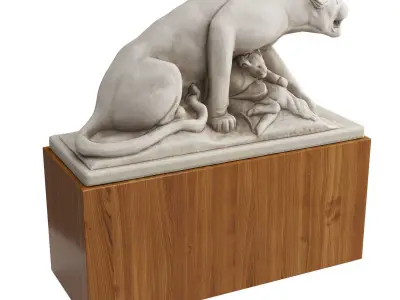 Lying panther sculpture 3D model