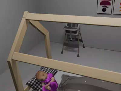 Modern Kids Bedroom Interior 3D Scene Free low-poly 3D model