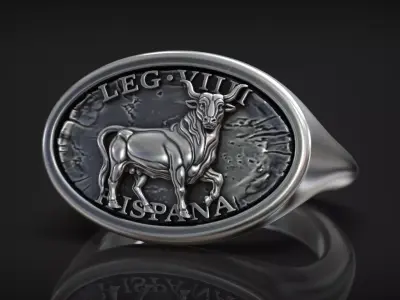 Roman Legion Hispana Buffalo Bull Antique Ring 3D print model