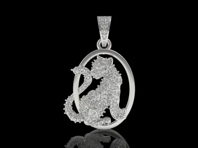 Cat Diamond Pendant 3D print model