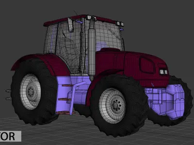 Tractor in grass 3D model