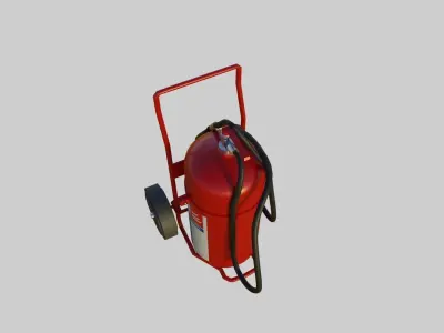 Wheeled Fire Extinguisher - Safety and Emergency Equipment Low-poly 3D model