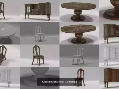 Classic furniture 01 3D Model Pack