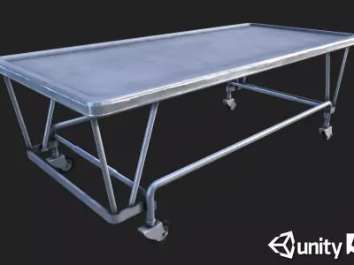 Old Hospital Steel Gurney Low-poly 3D model