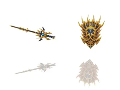 Thunder Thorn - Sword and Shield Low-poly 3D model