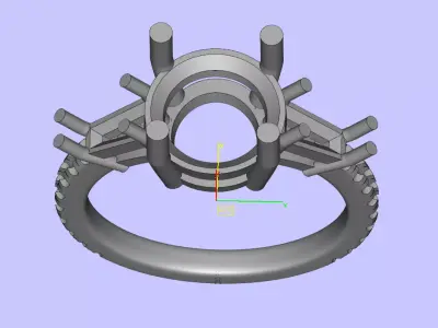 3carat Round And Bauggate Stone Engagement Ring 3D print model