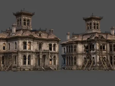 Old House Victorian Abandoned 3D model