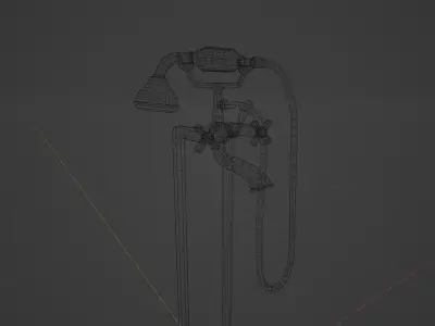 Vintage Shower Faucet Low-poly 3D model