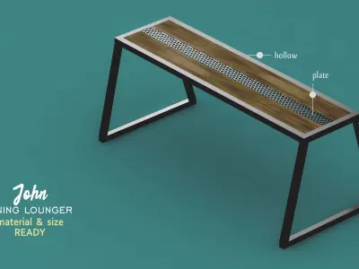 Interior dining set industrial design Low-poly 3D model