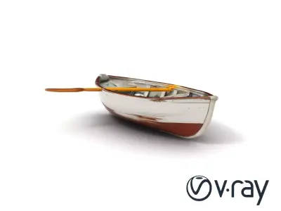 Rustic Rowboat with Oars 3D model pack Low-poly 3D model