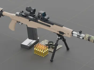 Springfield Armory - M1A - Socom 16 Low-poly 3D model