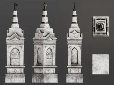 Cemetery Monuments Low-poly 3D model