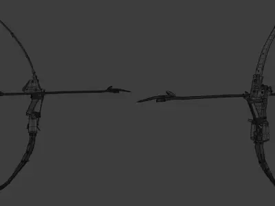 Crafted Bows and Arrows - wood and metal 3D model Low-poly 3D model