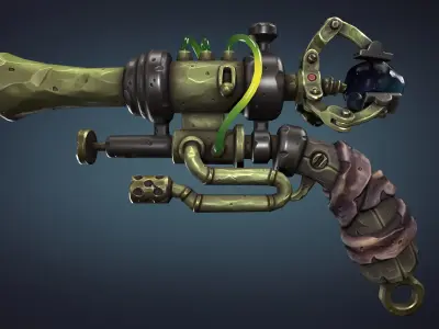 Steampunk pistol Low-poly 3D model