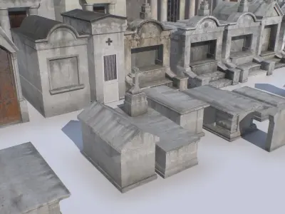 Mausoleums Tombs and Graves pack  4 Low-poly 3D model