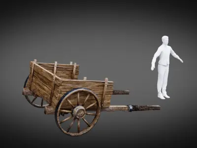 Dirty Medieval Wagon Low-poly 3D model