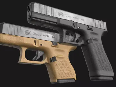 Glock 17 plus 26 - 27 Gen 5 Bundle Game Ready 3D Model Pack