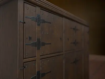 Authentic Replica Medieval Cabinet Low-poly 3D model