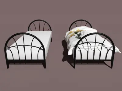 Metal frame bed 2 Free 3D model