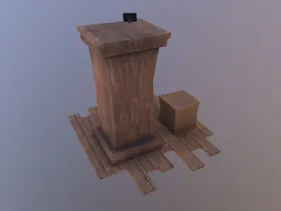 Bookcase wooden box with clock on top Free low-poly 3D model