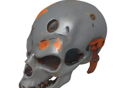 Rusty Metal Skull Mask Low-poly 3D model